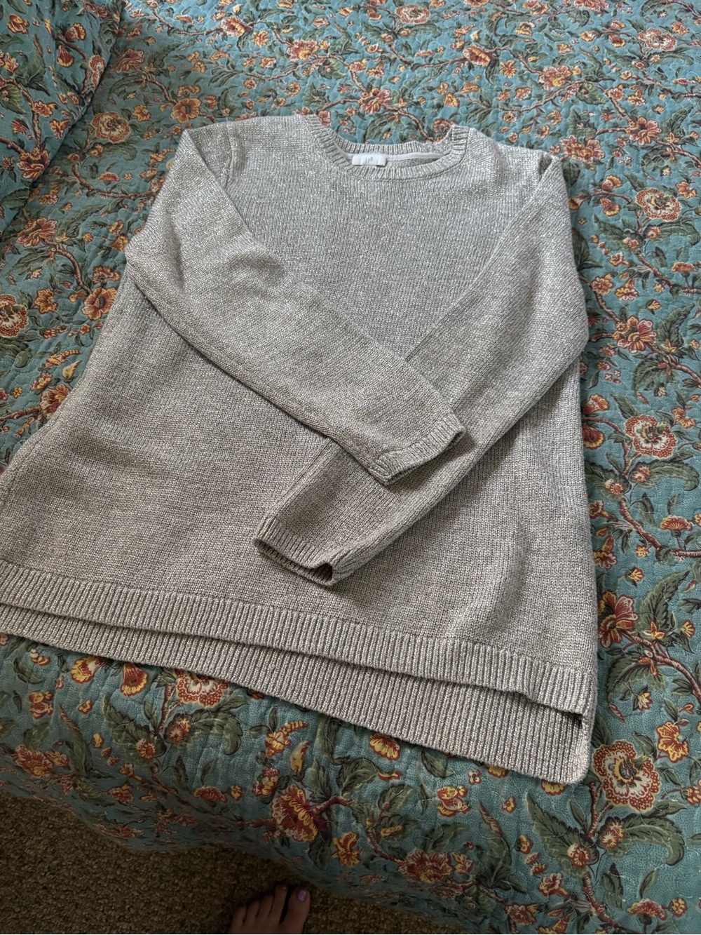 J. Jill Light Gray Crewneck Sweater